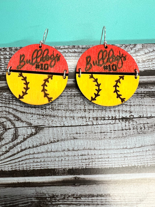 Split softball or baseball earrings