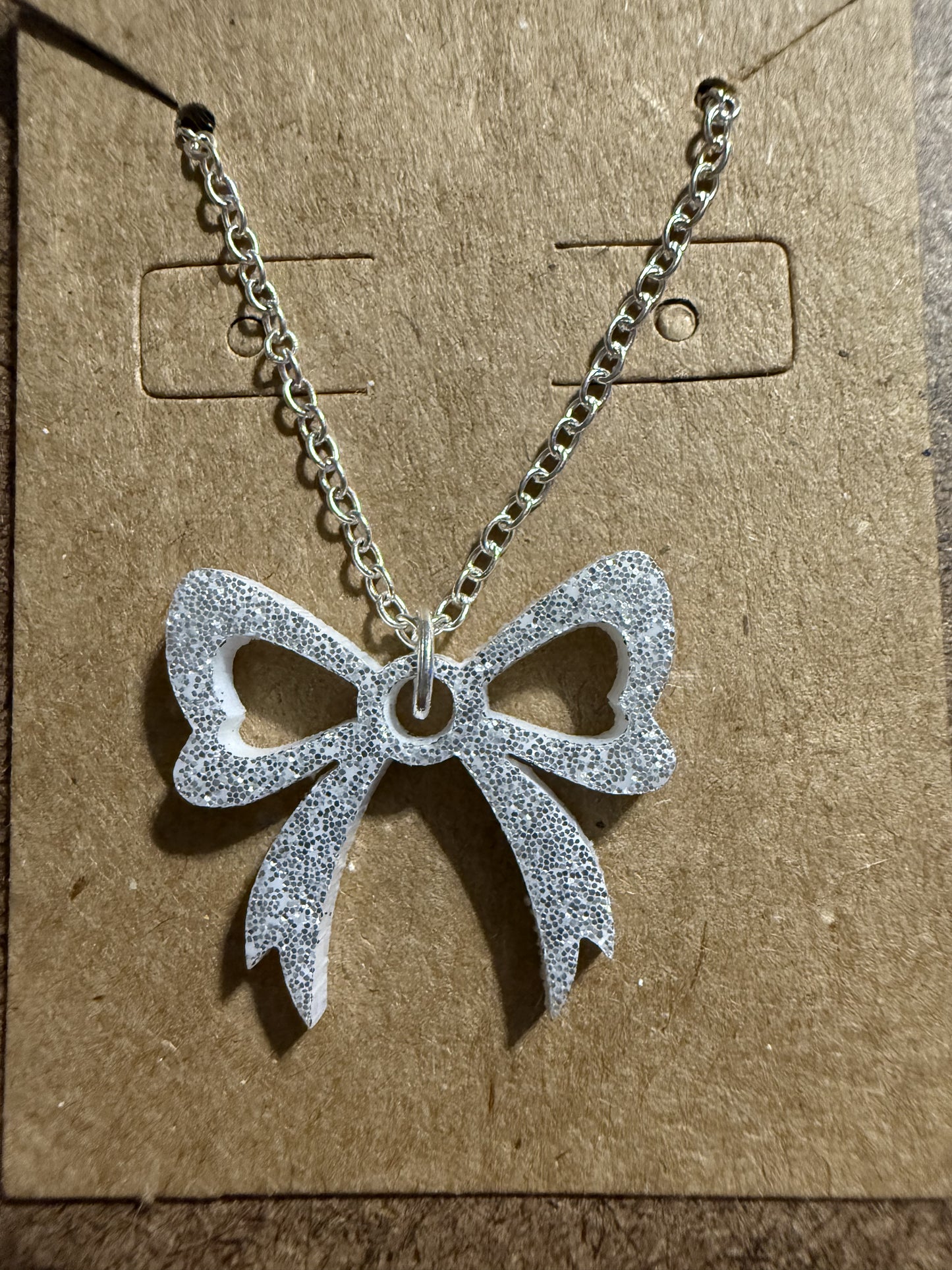 Small Silver Bow Necklace