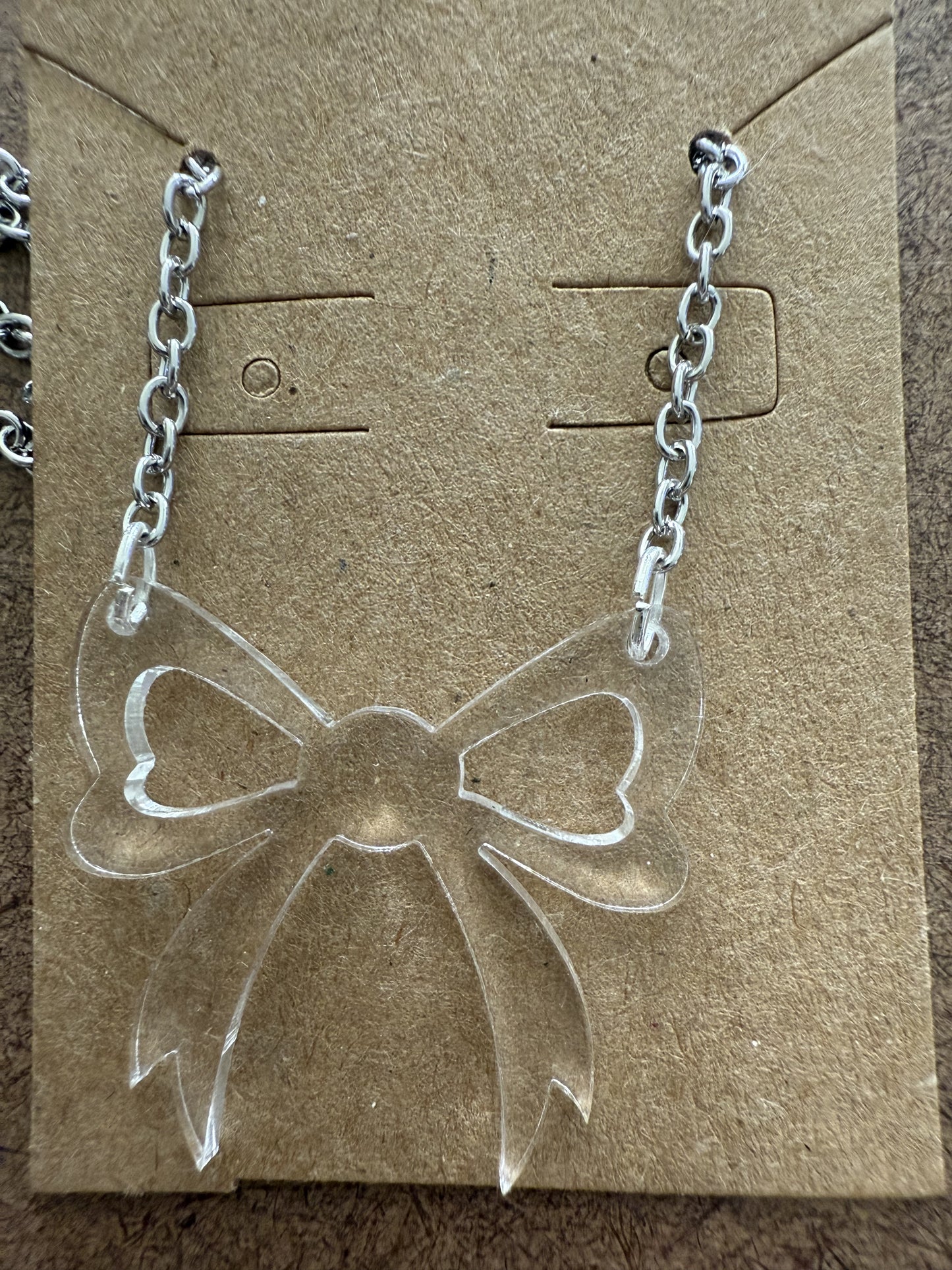 Small Clear Bow Necklace