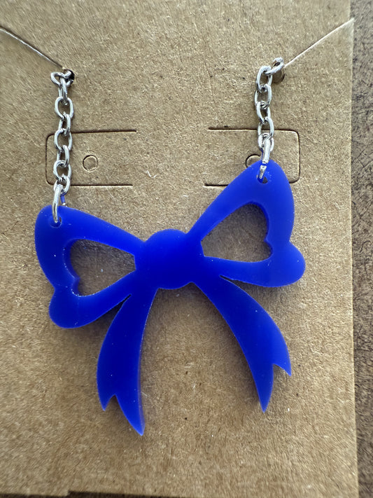 Large Blue Bow Necklace