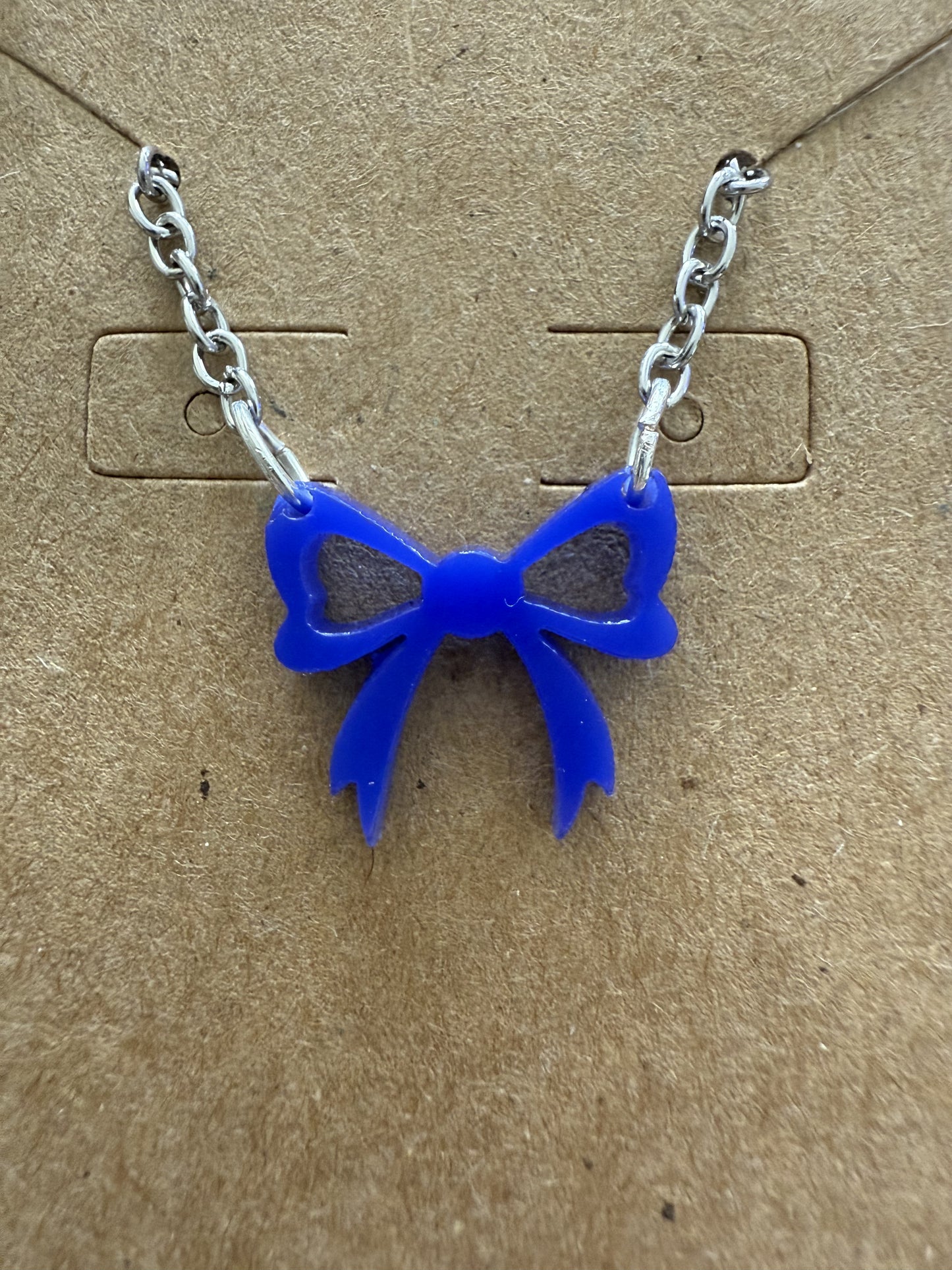 Mini Dark Blue Bow Necklace