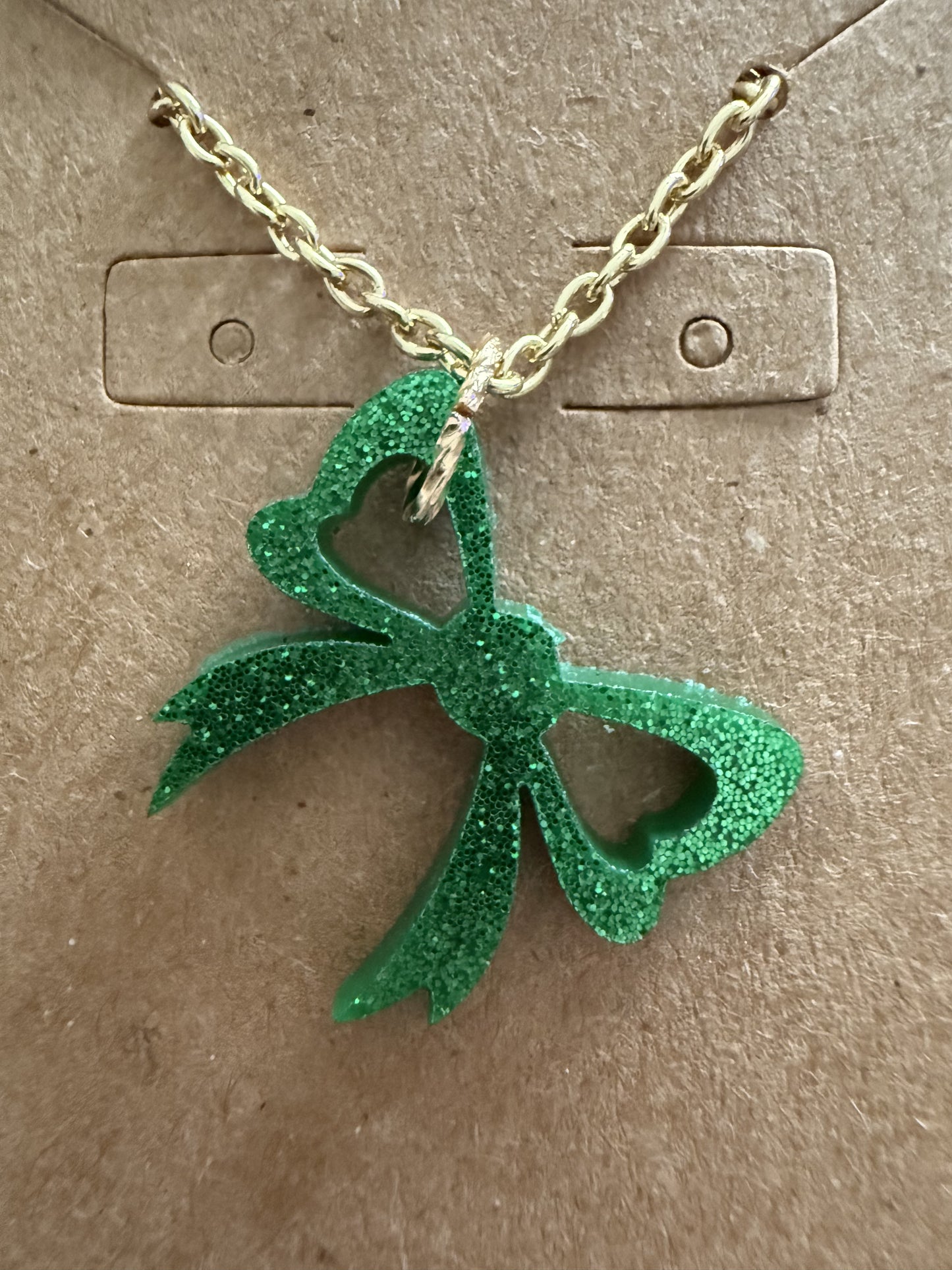 Small Green Bow Necklace