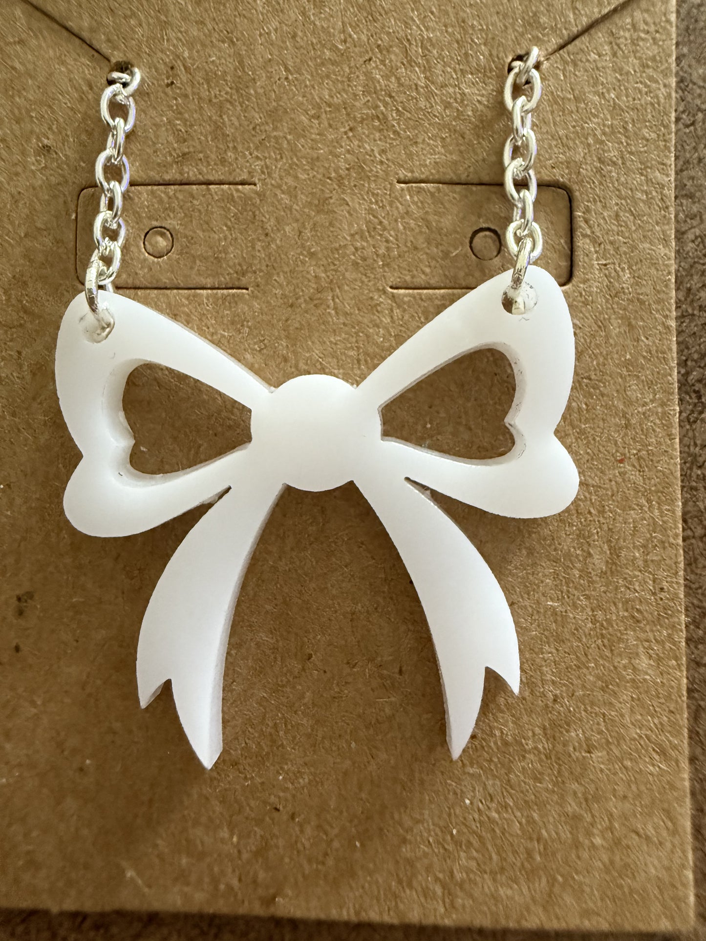 Large White Bow Necklace