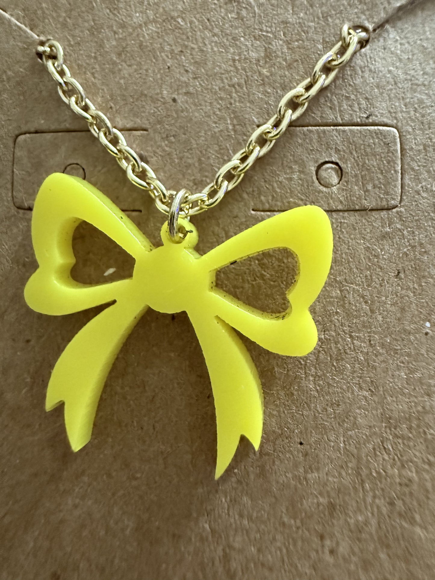 Small Yellow Bow Necklace