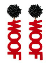 WOOF WORD DANGLE EARRINGS